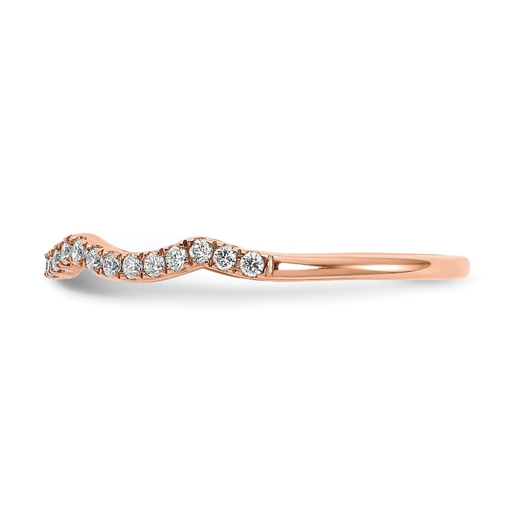 14k Rose Gold Real Diamond Contoured Wedding Band