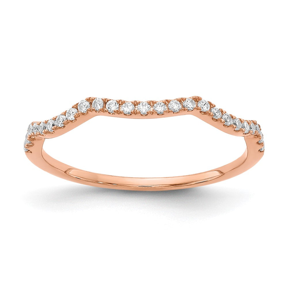 14k Rose Gold Real Diamond Contoured Wedding Band