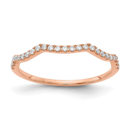 14k Rose Gold Real Diamond Contoured Wedding Band