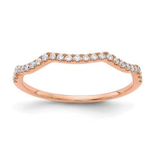 14k Rose Gold Real Diamond Contoured Wedding Band