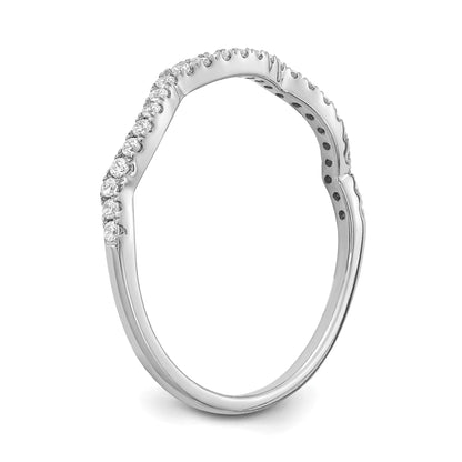 0.15ct. CZ Solid Real 14k White Gold Contoured Wedding Wedding Band Ring