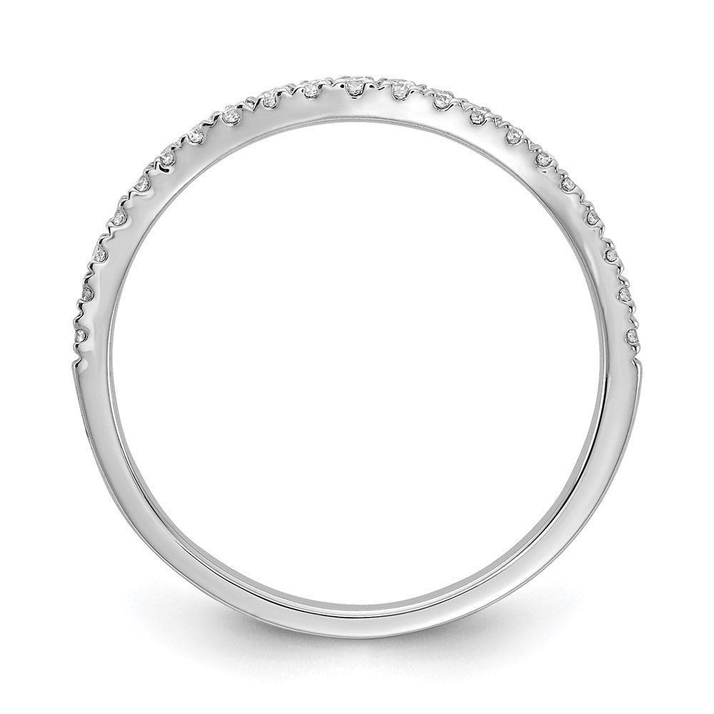 14k White Gold Real Diamond Contoured Wedding Band
