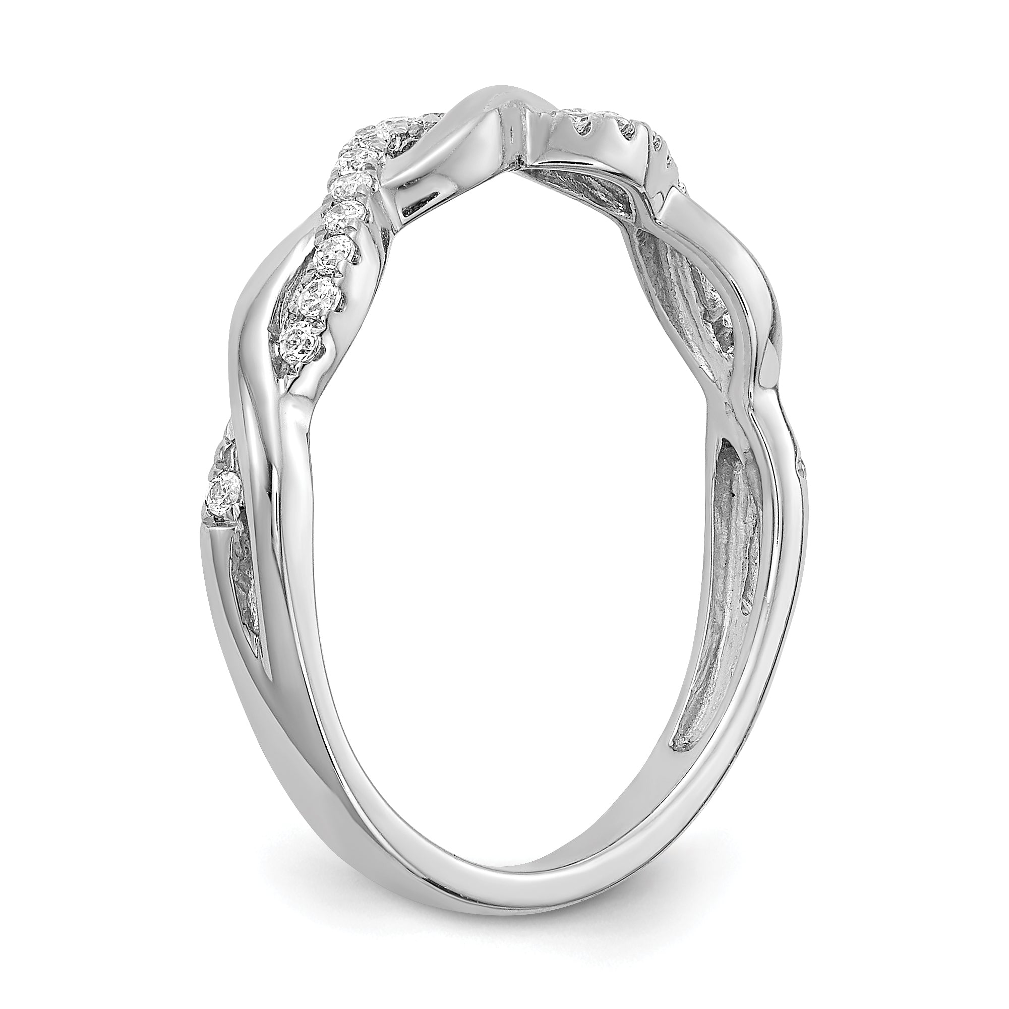 0.12ct. CZ Solid Real 14k White Gold Twist Design Wedding Wedding Band Ring