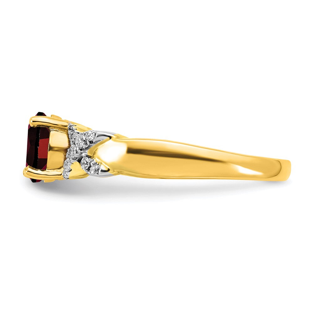 14k Two-Tone Gold Garnet and Real Diamond Ring