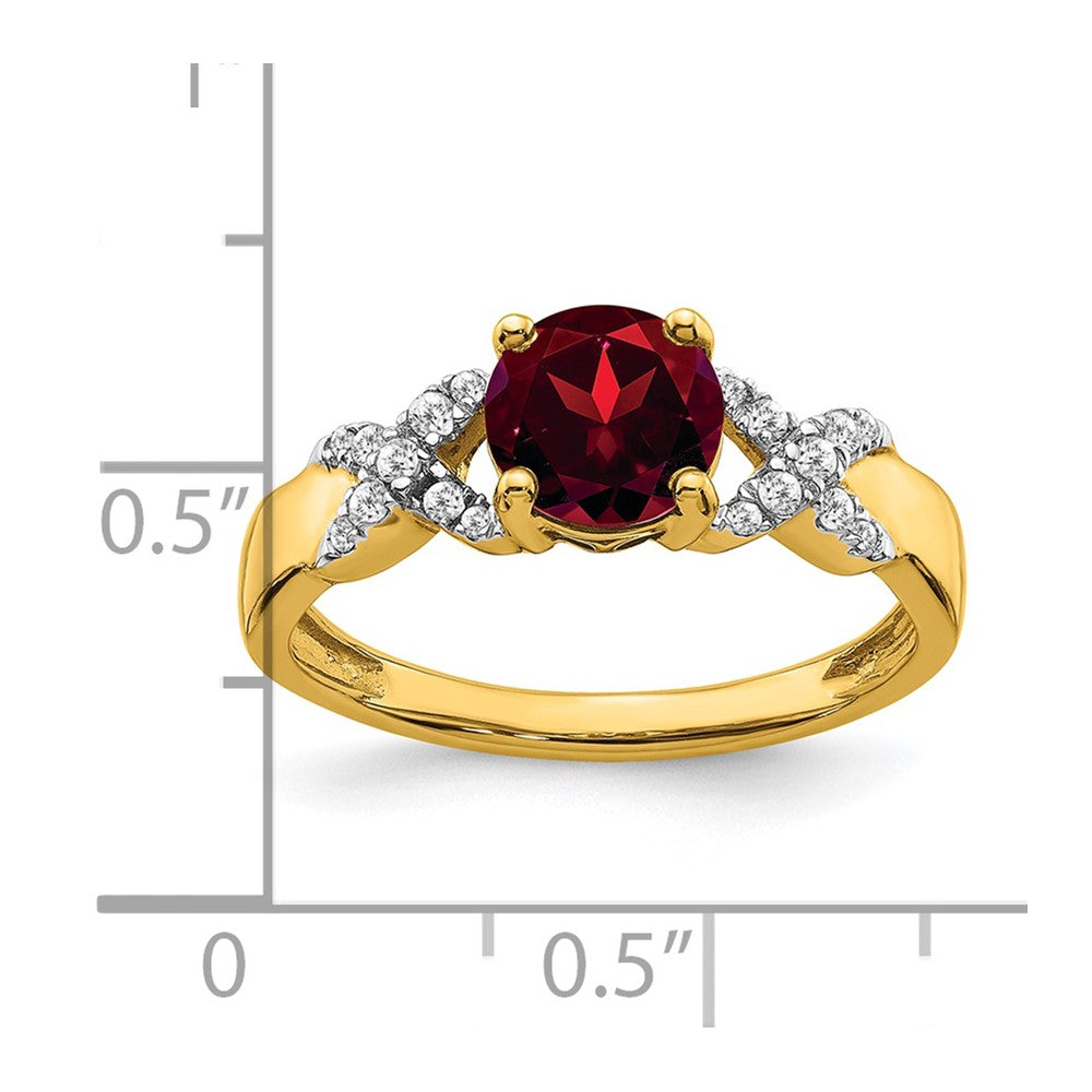 14k Two-Tone Gold Garnet and Real Diamond Ring