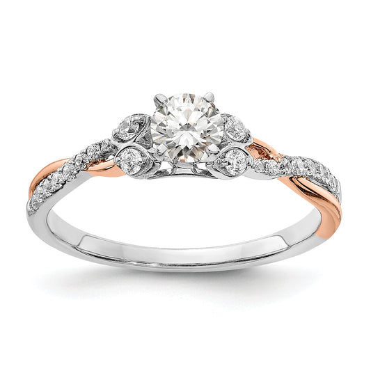 0.33ct. CZ Solid Real 14k White u0026 Rose Gold Engagement Ring