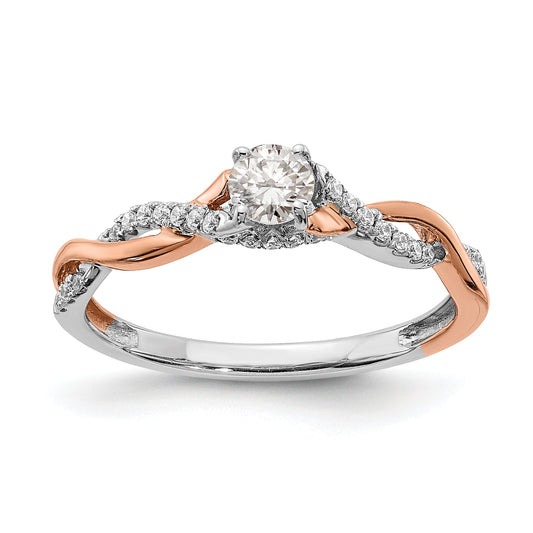 0.25ct. CZ Solid Real 14k White u0026 Rose Gold Engagement Ring