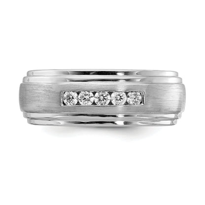 0.25ct. CZ Solid Real 14k White Gold Men's Wedding Band Ring