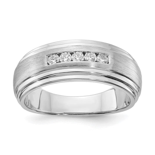 14k White Gold Real Diamond Men's Band