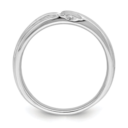 0.12ct. CZ Solid Real 14k White Gold Men's Wedding Band Ring-Blank-Mtg Only