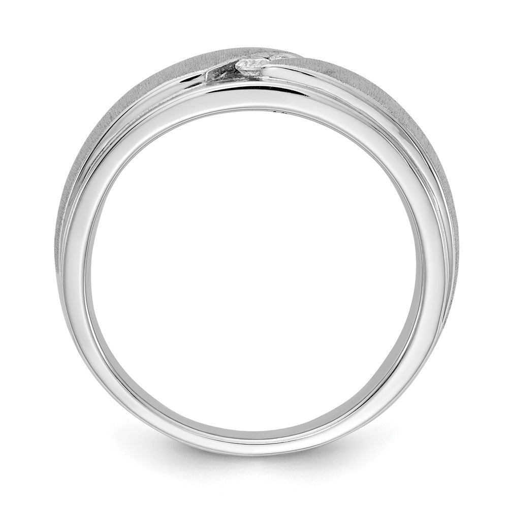 14k White Gold Real Diamond Men's Band