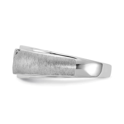 14k White Gold Real Diamond Men's Band