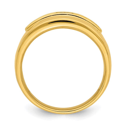 14K Yellow Gold Real Diamond Men's Band