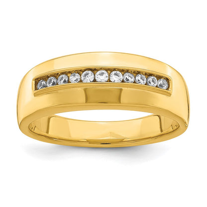 14K Yellow Gold Real Diamond Men's Band