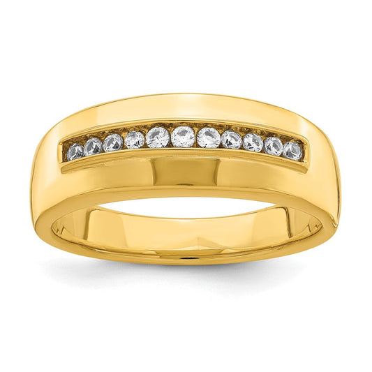 14K Yellow Gold Real Diamond Men's Band
