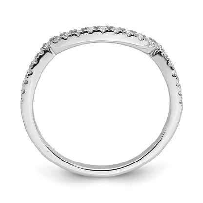 Solid 14k White Gold Simulated CZ Set of 2 Contoured Wedding Bands