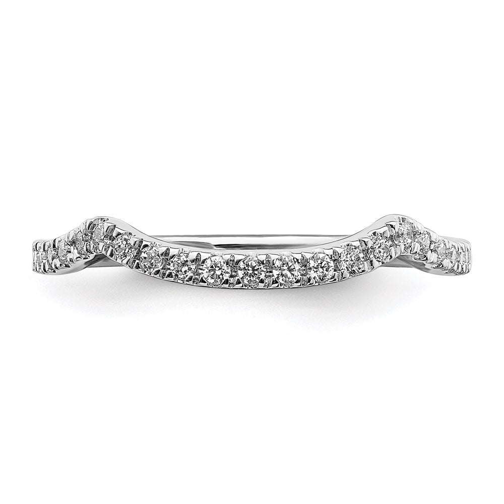 14k White Gold Real Diamond Set of 2 Contoured Wedding Bands