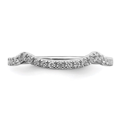 14k White Gold Real Diamond Set of 2 Contoured Wedding Bands