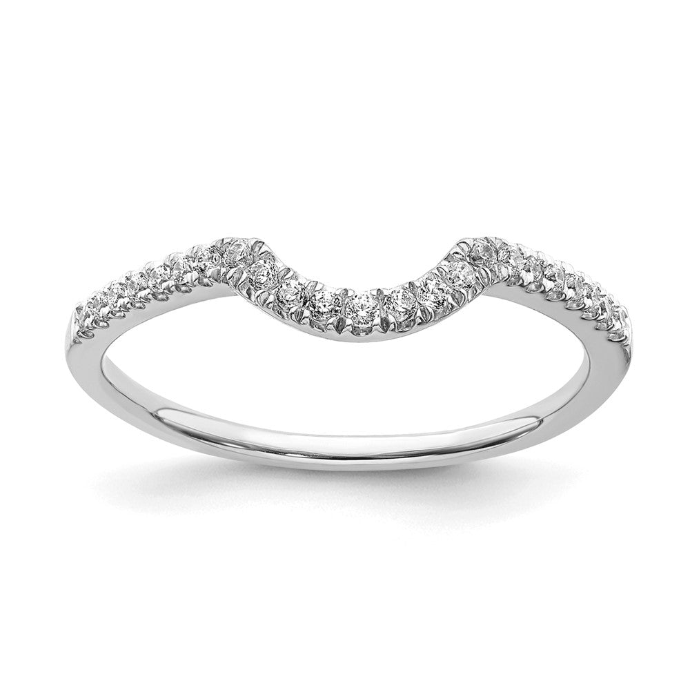 14k White Gold Real Diamond Contoured Wedding Band