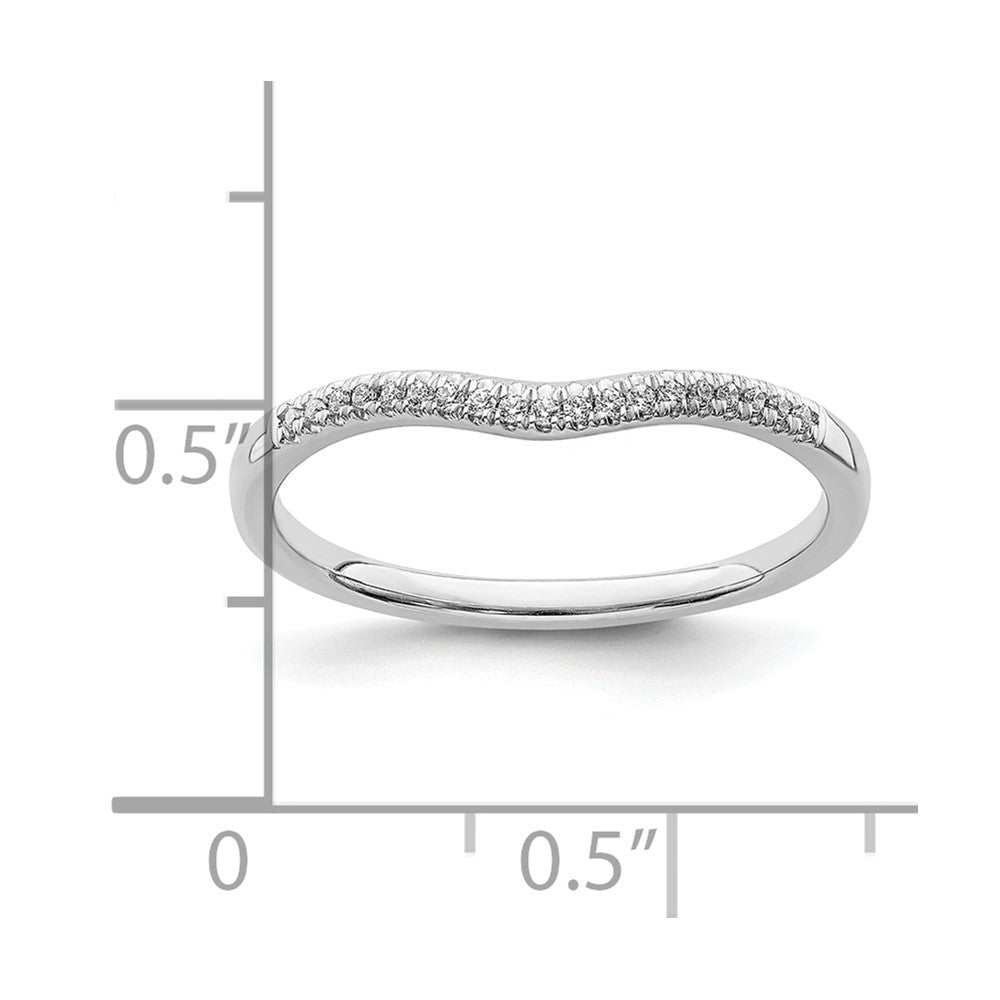 Solid 14k White Gold Simulated CZ Contoured Wedding Band