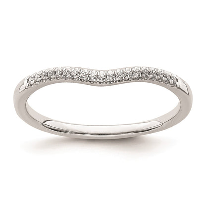 Solid 14k White Gold Simulated CZ Contoured Wedding Band