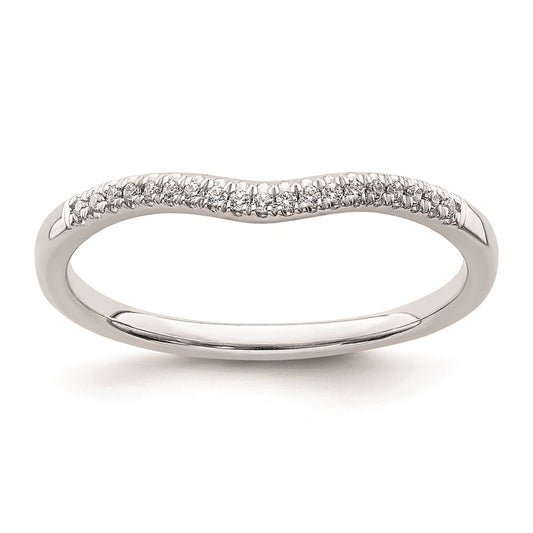 Solid 14k White Gold Simulated CZ Contoured Wedding Band