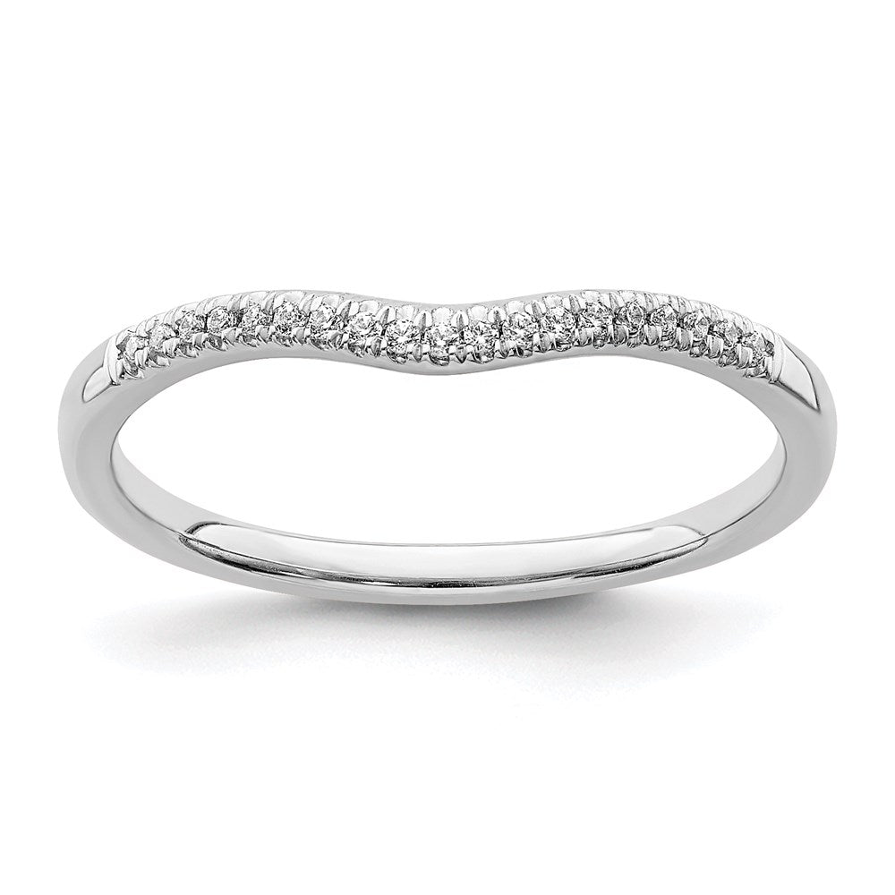 14k White Gold Real Diamond Contoured Wedding Band