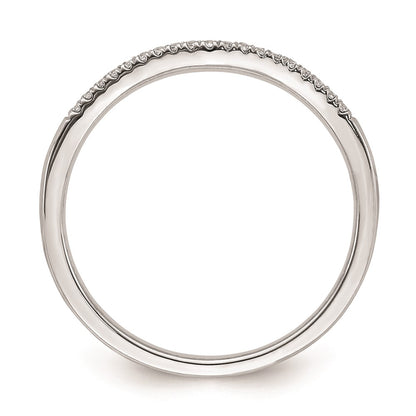 Solid 14k Rose Gold Simulated CZ Contoured Wedding Band