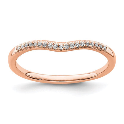 14k Rose Gold Real Diamond Contoured Wedding Band