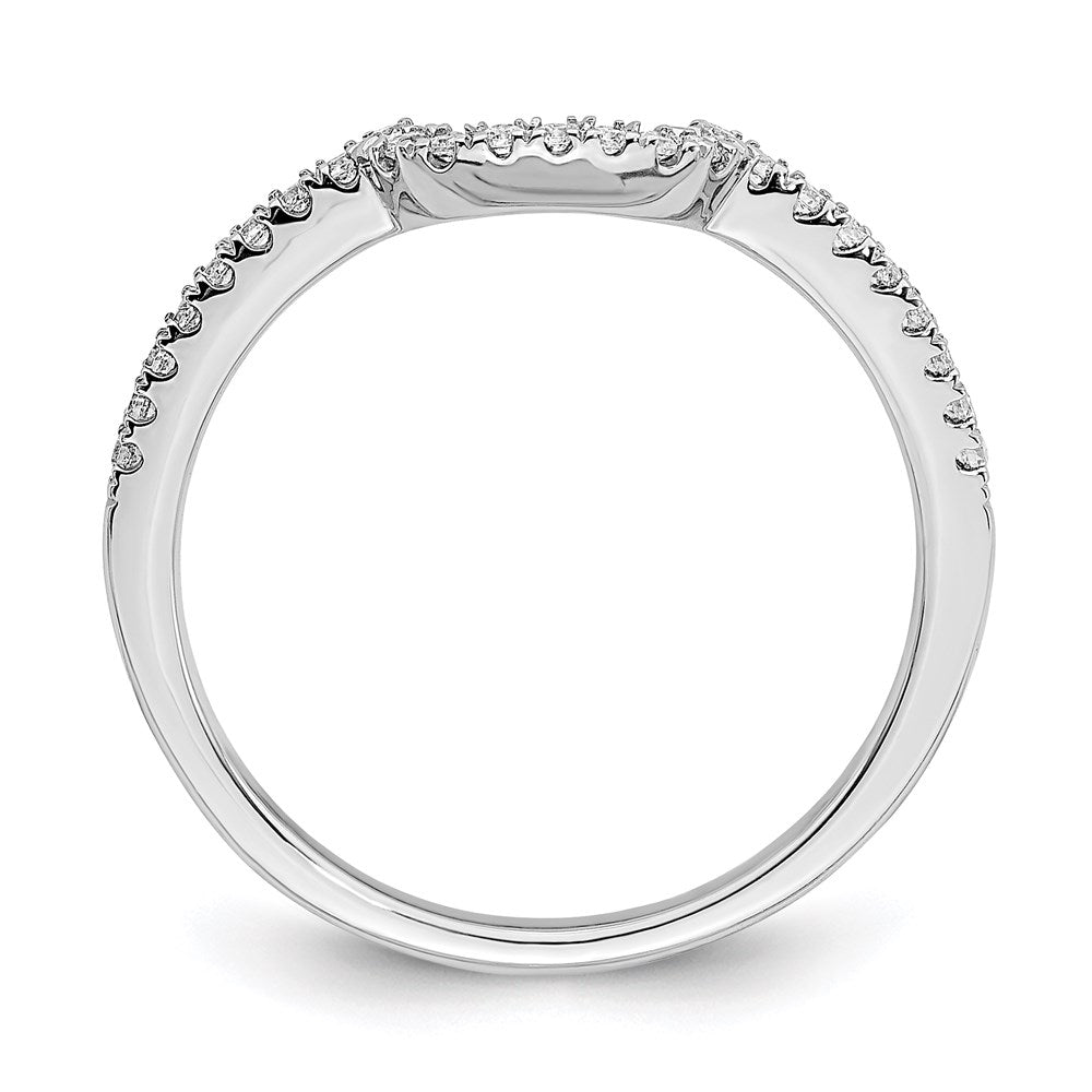 Solid 14k White Gold Simulated CZ Contoured Wedding Band