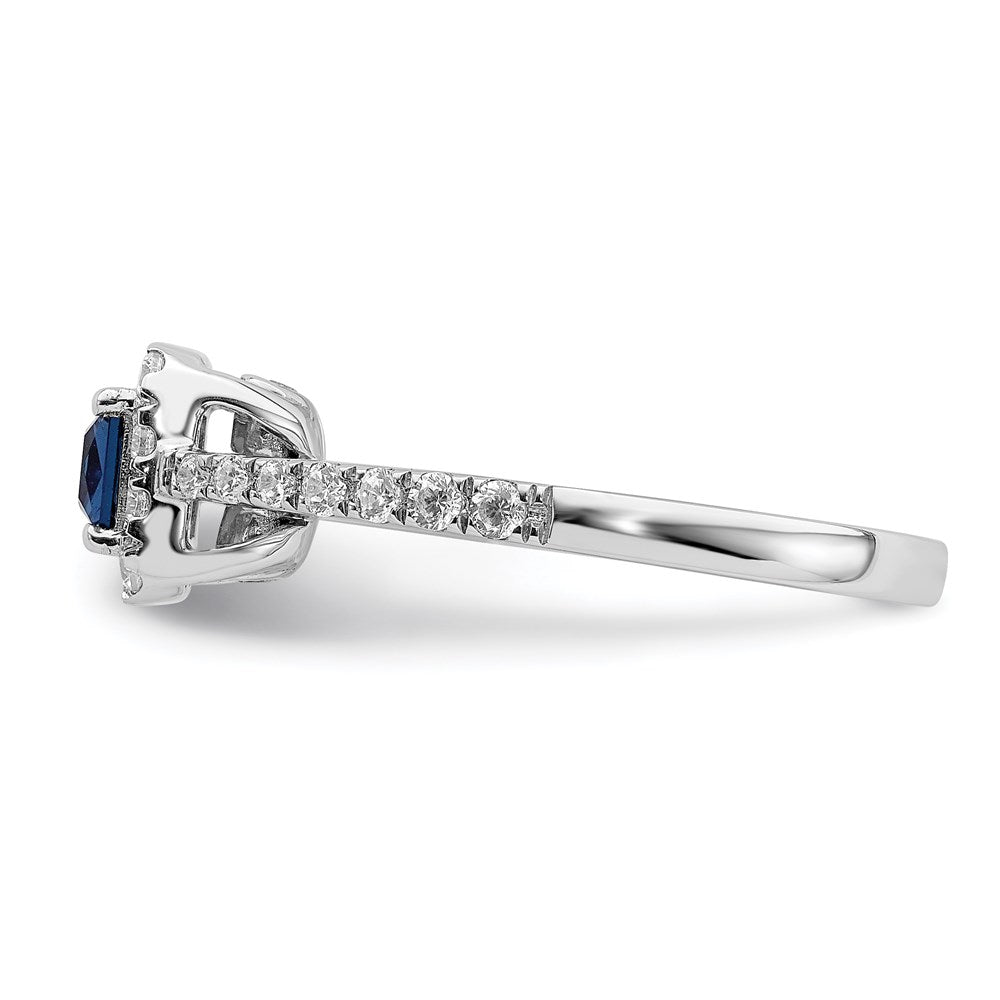 14k White Gold Sapphire Real Diamond Halo Engagement Ring