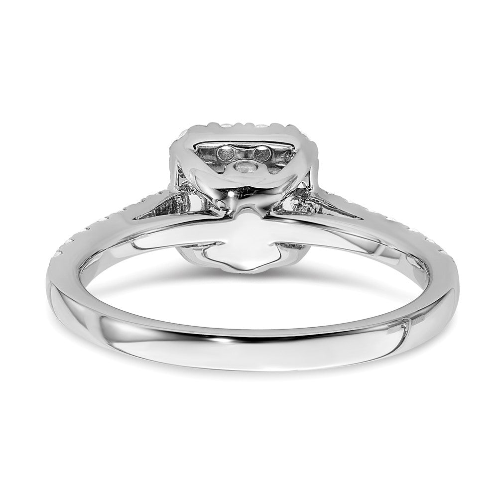 14k White Gold Sapphire Real Diamond Halo Engagement Ring