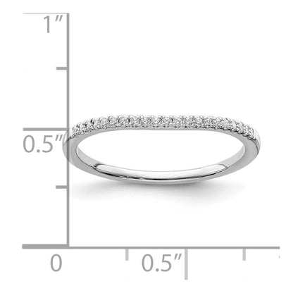 Solid 14k White Gold Simulated CZ Contoured Wedding Band