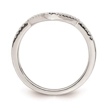 Solid 14k White Gold Simulated CZ Contoured Wedding Band