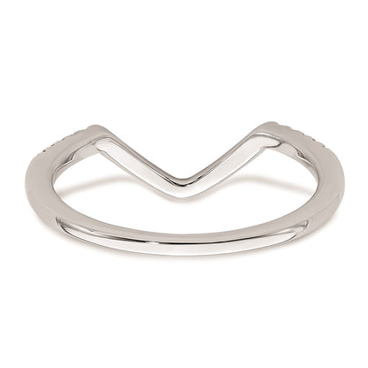 Solid 14k White Gold Simulated CZ Contoured Wedding Band