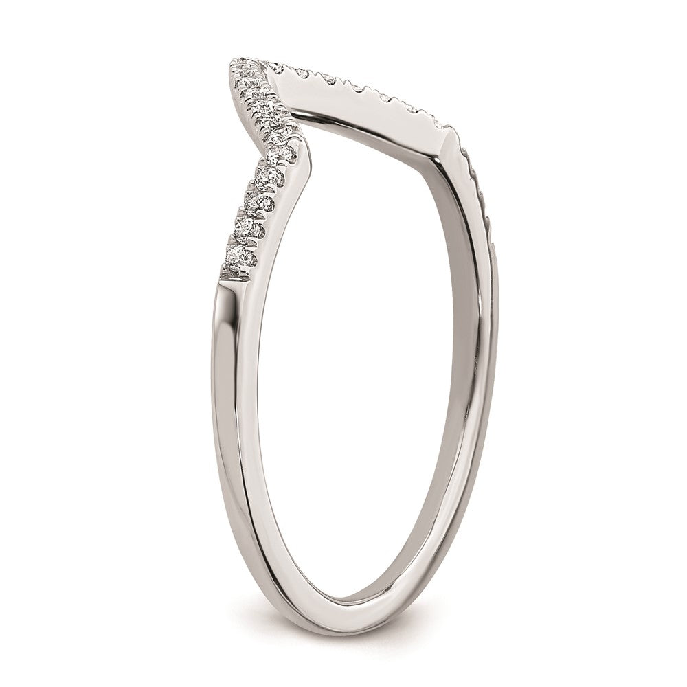 Solid 14k White Gold Simulated CZ Contoured Wedding Band