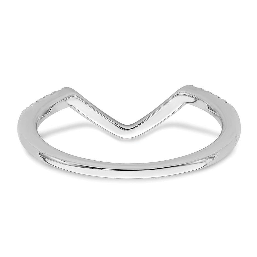 14k White Gold Real Diamond Contoured Wedding Band