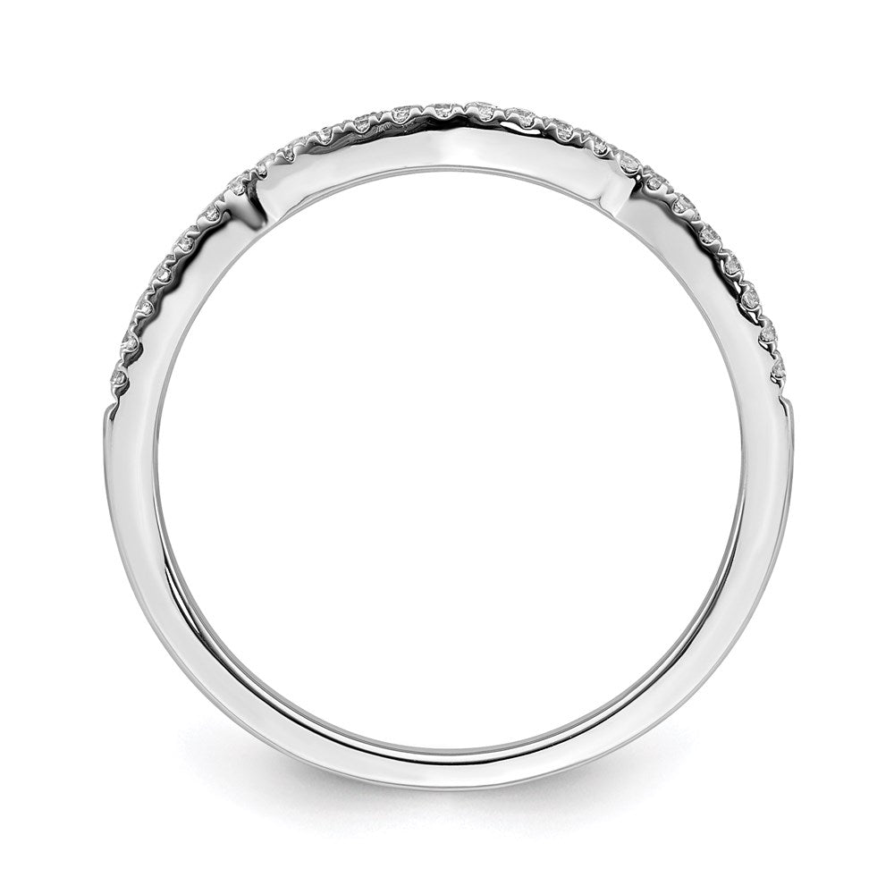 Solid 14k White Gold Simulated CZ Contoured Wedding Band