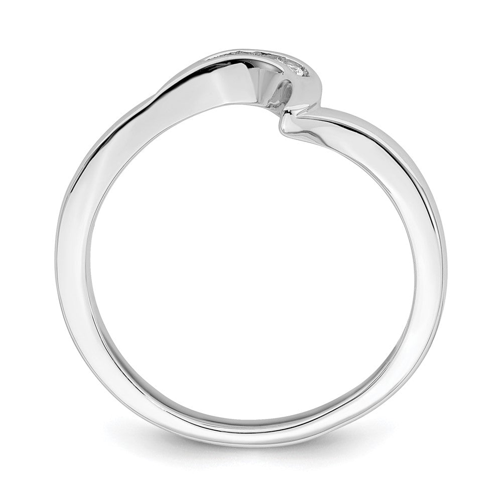 14K White Gold Contoured Real Diamond Band