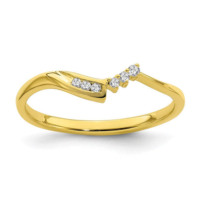 10k Yellow Gold Contoured Real Diamond Band
