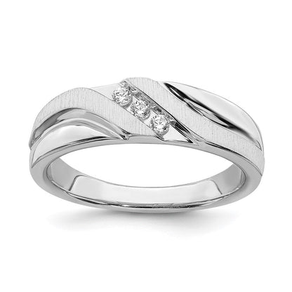 14k White Gold Men's Real Diamond Band