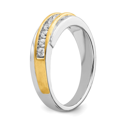 0.40ct. CZ Solid Real 14k White & Yellow Gold Men's Bridal Wedding Band Ring