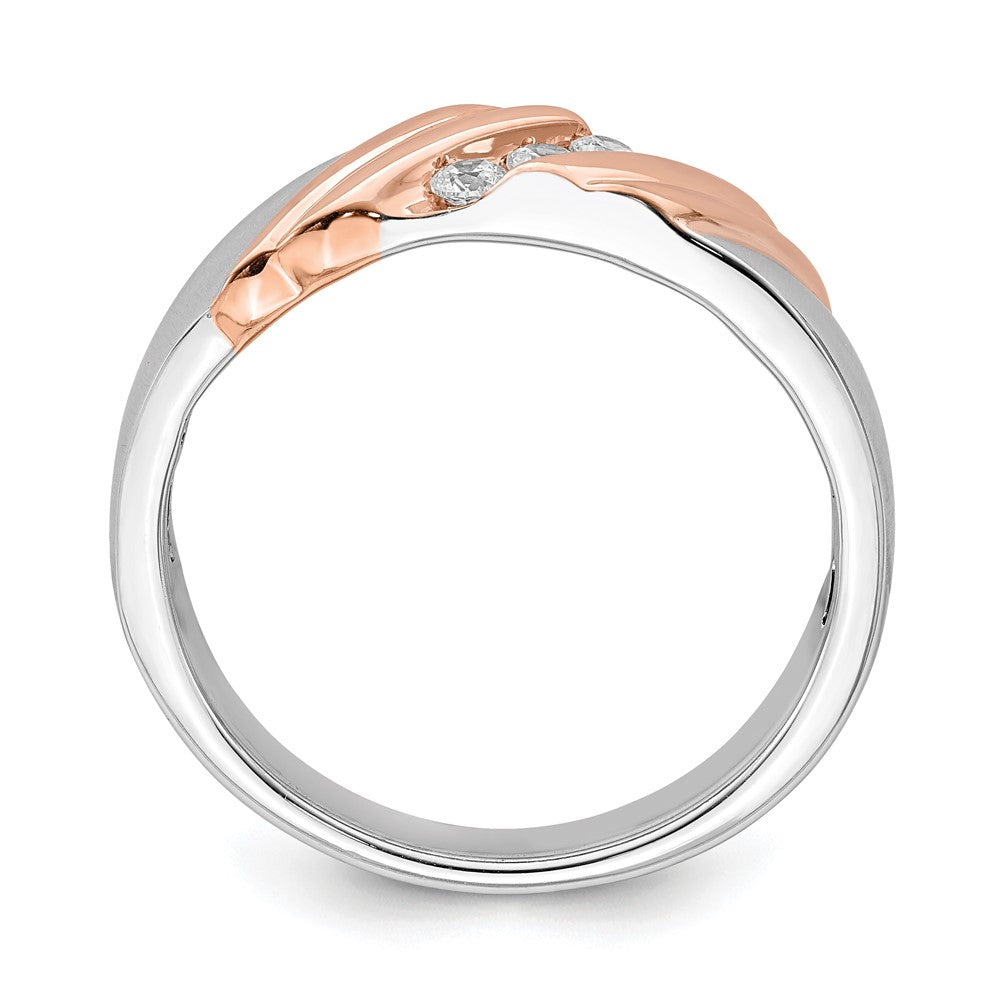 14k White u0026 Rose Gold Men's Real Diamond Bridal Band