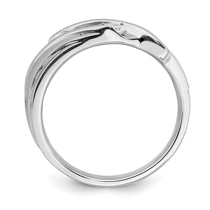 14k White Gold Men's Real Diamond Bridal Band