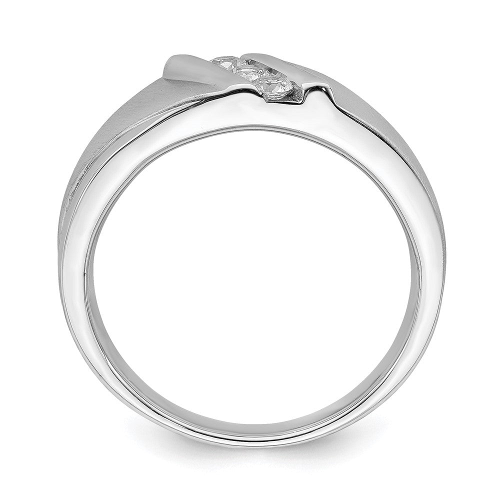 14k White Gold Men's Real Diamond Band