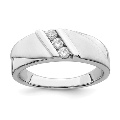 0.24ct. CZ Solid Real 14k White Gold Men's Wedding Band Ring