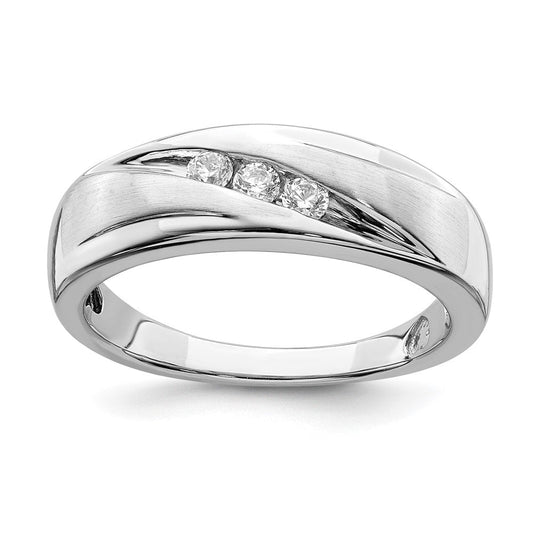 14k White Gold Men's Real Diamond Bridal Band