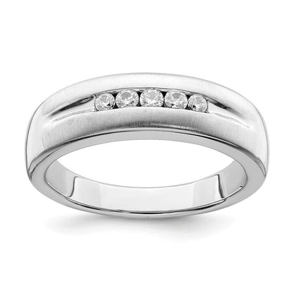 14k White Gold Men's Real Diamond Bridal Band