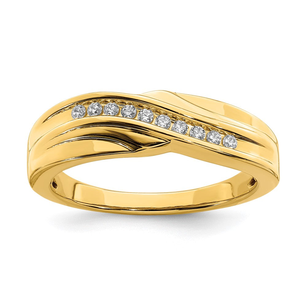 14K Yellow Gold Men's Real Diamond Bridal Band