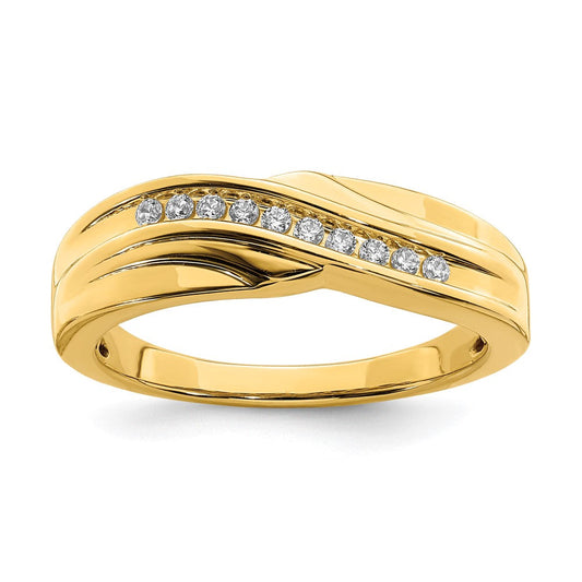 14K Yellow Gold Men's Real Diamond Bridal Band